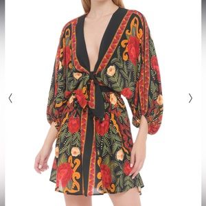 Farm Rio dress self tie chest elastic waist. NWOT from Rio de Janiero store sz L